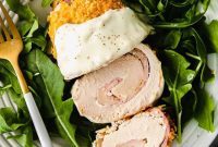 Golden Crispy Ham and Swiss Stuffed Chicken