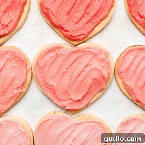 Cream cheese heart cookies, beautifully decorated and ready to enjoy.