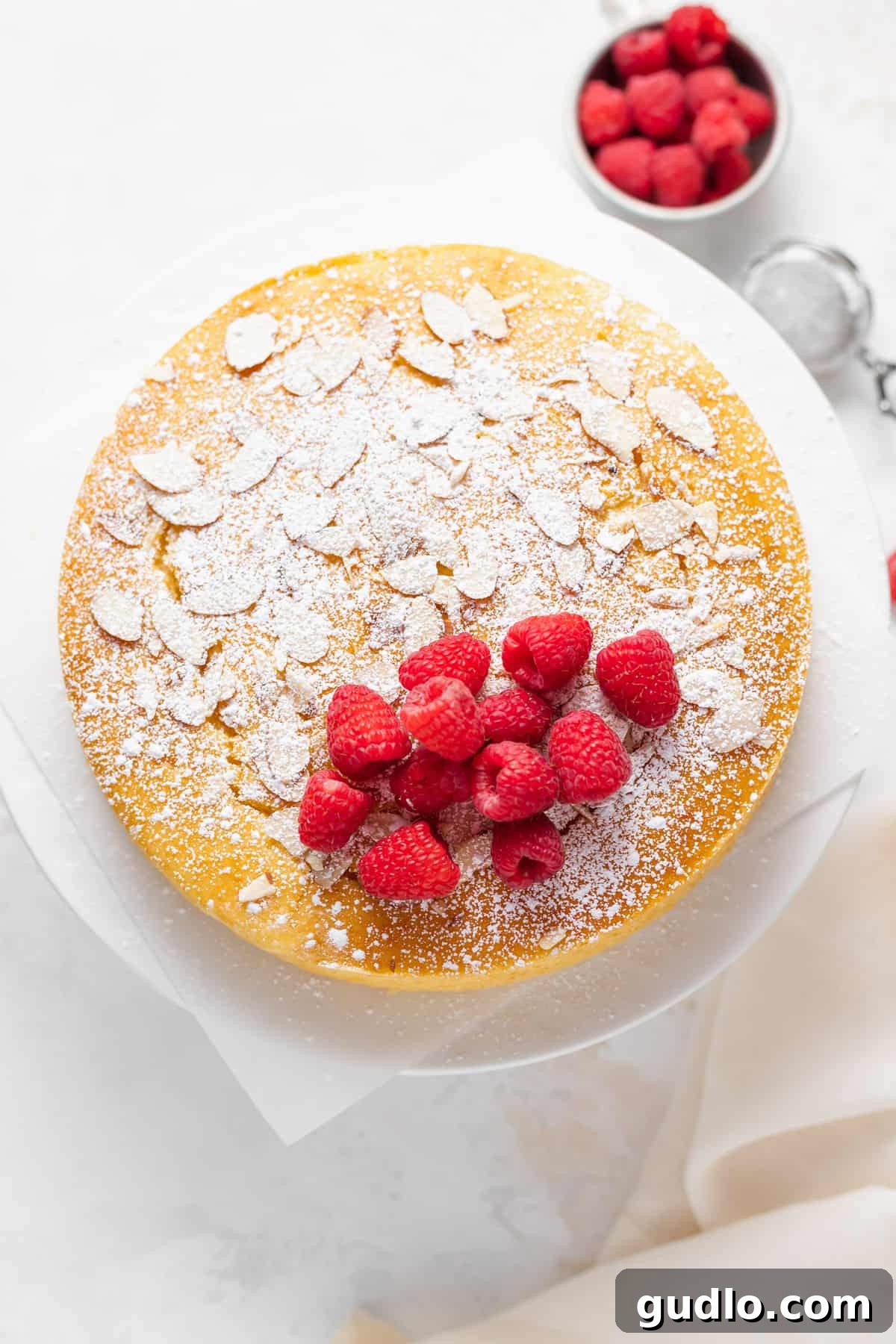 Make any occasion special with this deliciously fluffy and moist lemon ricotta cake that's made from 9 simple ingredients. Enjoy! Lemon ricotta cake topped with fresh berries and powdered sugar, ready to be served