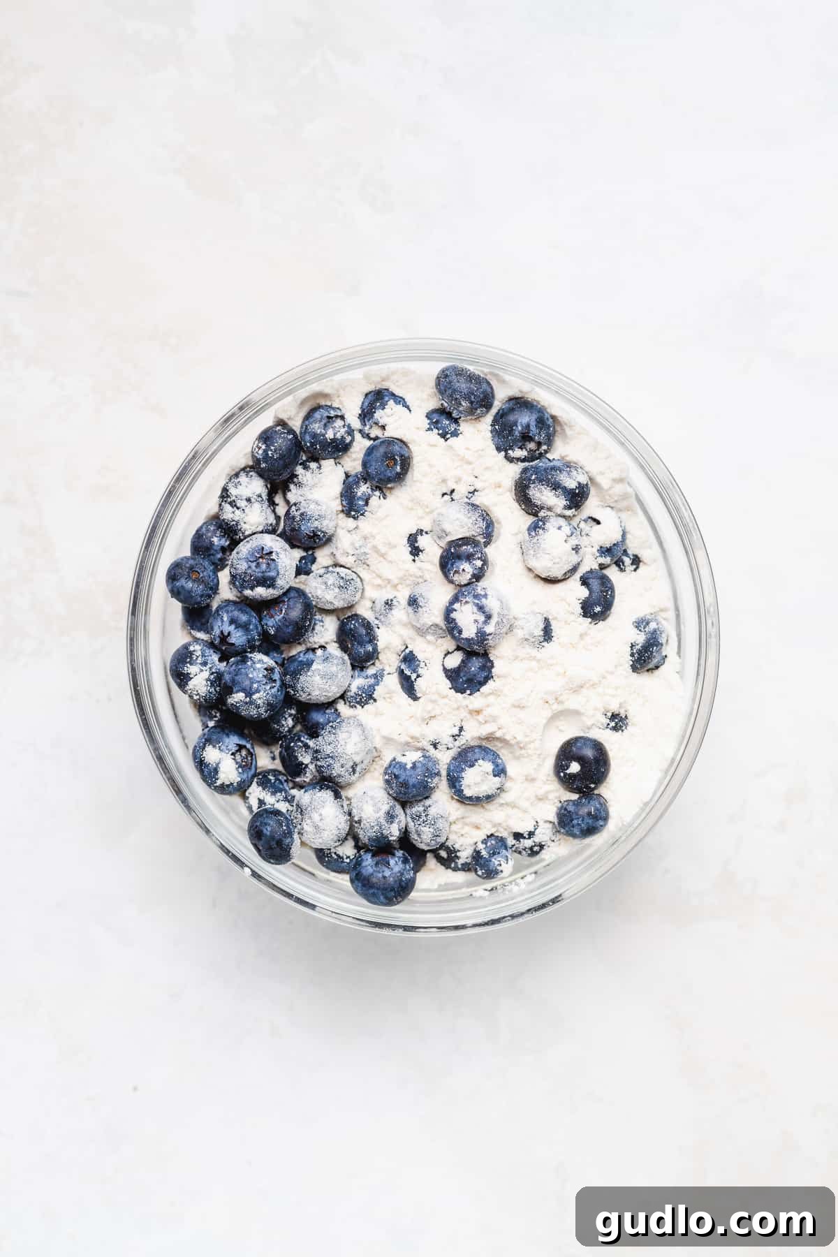 Dry ingredients for pancakes in a mixing bowl