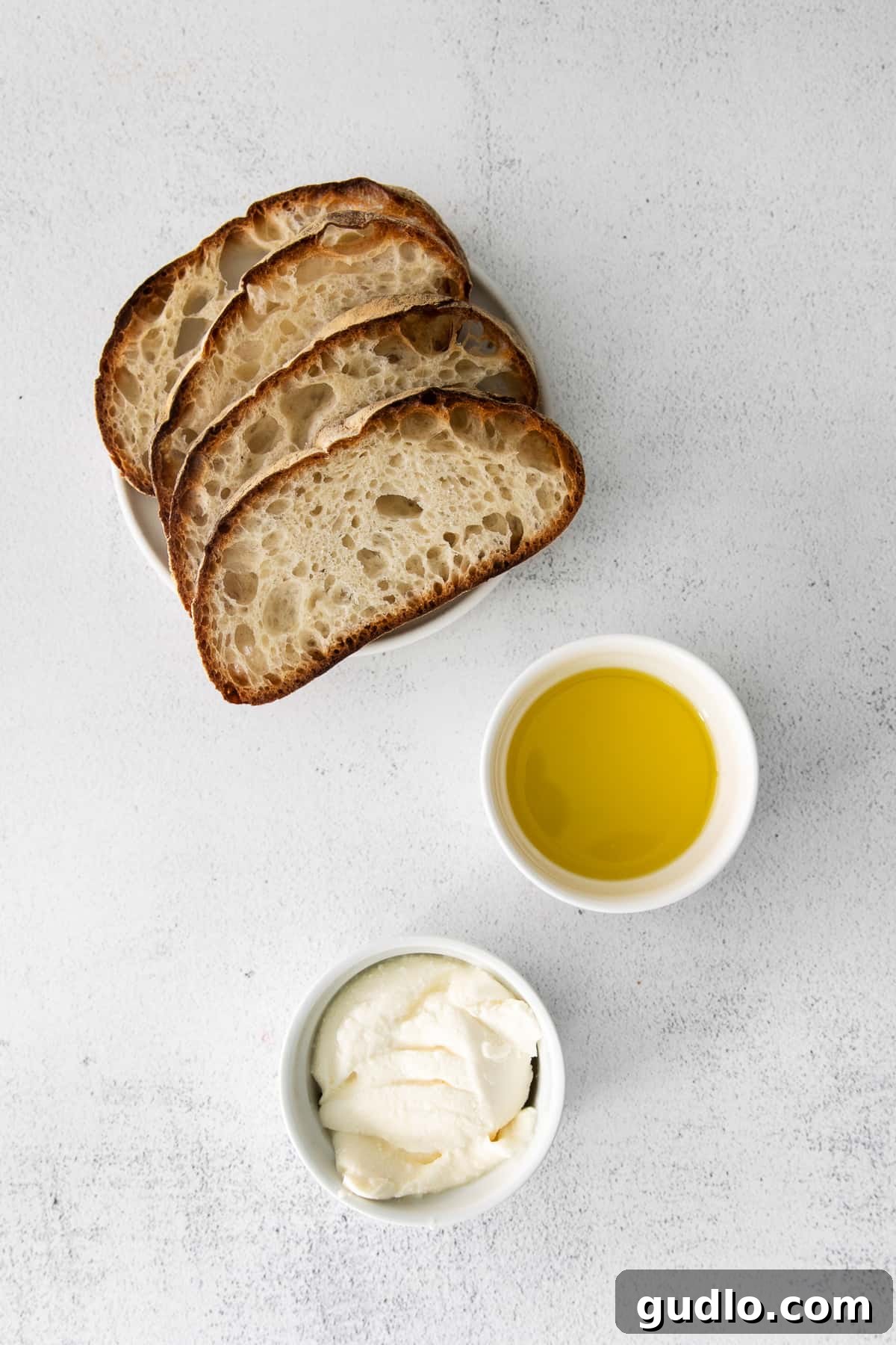 Ricotta Toast: Sweet and Savory Delights 3 Bread, olive oil, and ricotta cheese.