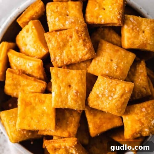 Homemade Cheez-Its in a bowl, ready to be enjoyed.