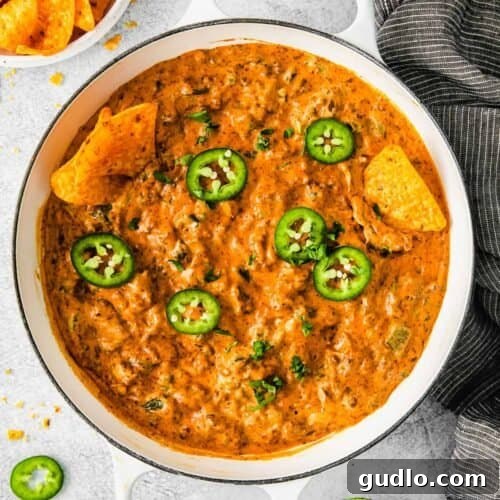 Jalapeno Popper Dip, hot and ready for serving.