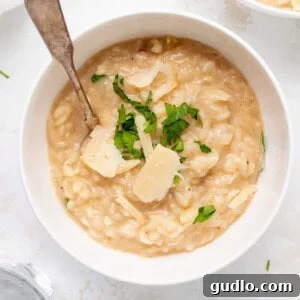 Creamy parmesan risotto in a bowl