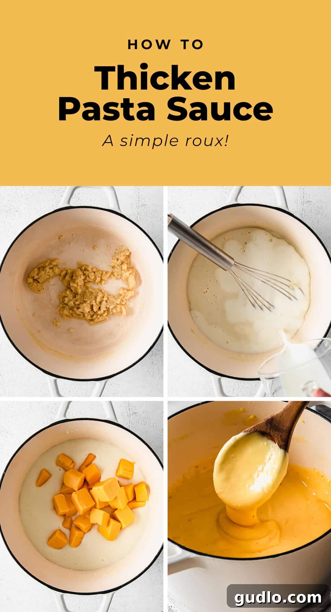 Three Simple Ways to Thicken Pasta Sauce 3 Preparing a roux to thicken pasta sauce.