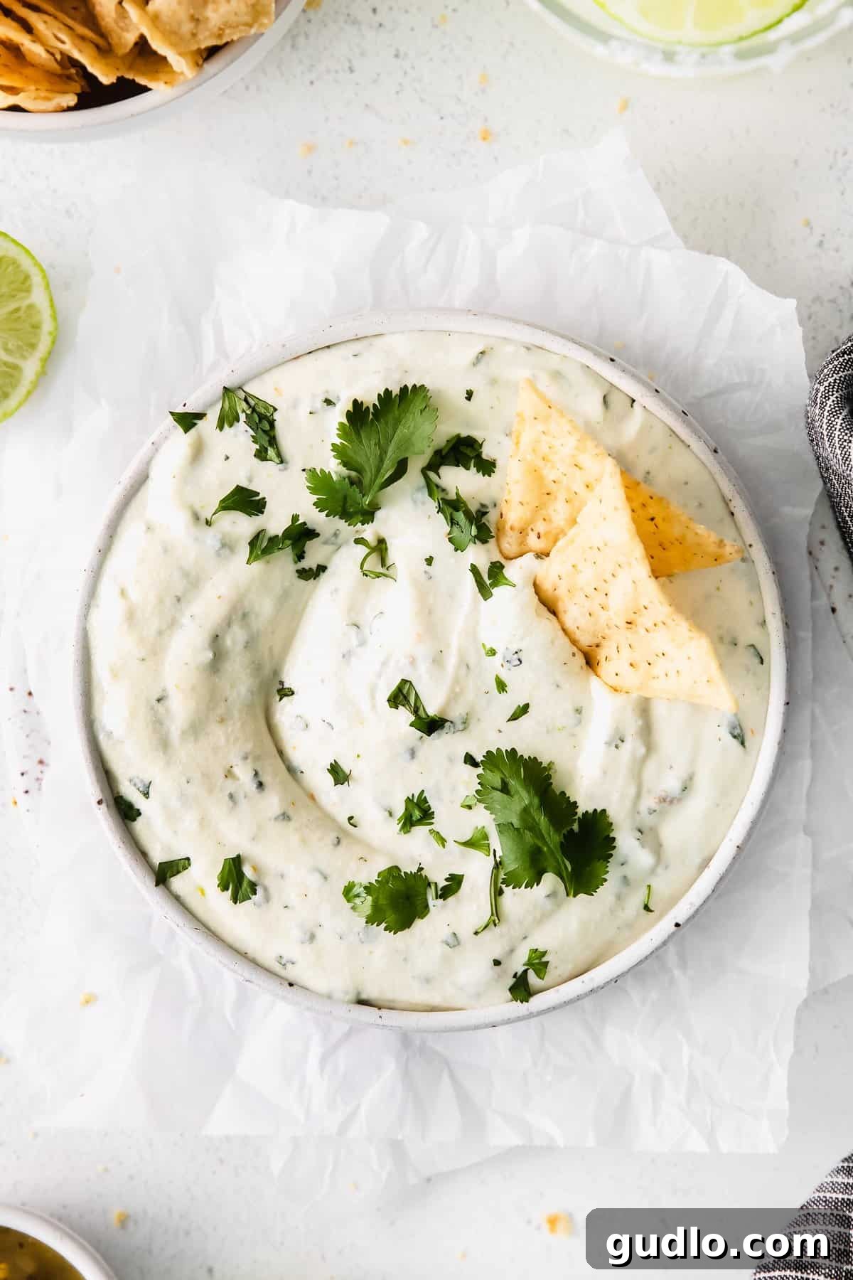 Use this simple recipe for queso fresco cheese dip for chips, raw veggies, or as a topping for enchiladas or quesadillas! Creamy Queso Fresco Dip in a rustic bowl surrounded by tortilla chips, ready for dipping.