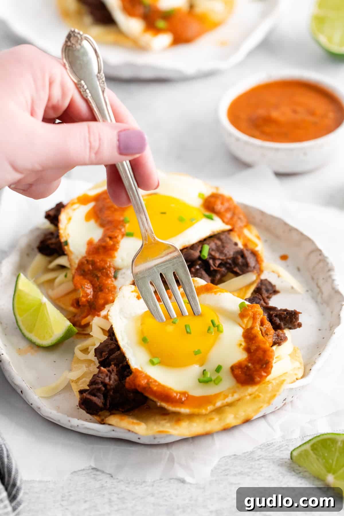Southwest Breakfast Classic 6 A perfectly assembled plate of huevos rancheros, topped with fresh cilantro and ready to be enjoyed.
