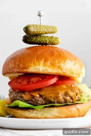 Easy Homemade Cheeseburgers 7 A freshly prepared cheeseburger ready for serving.