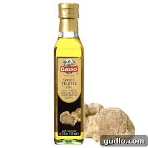Decadent Truffle Mac 4 A bottle of high-quality white truffle oil.