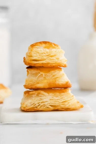 Baked puff pastry, golden and layered.