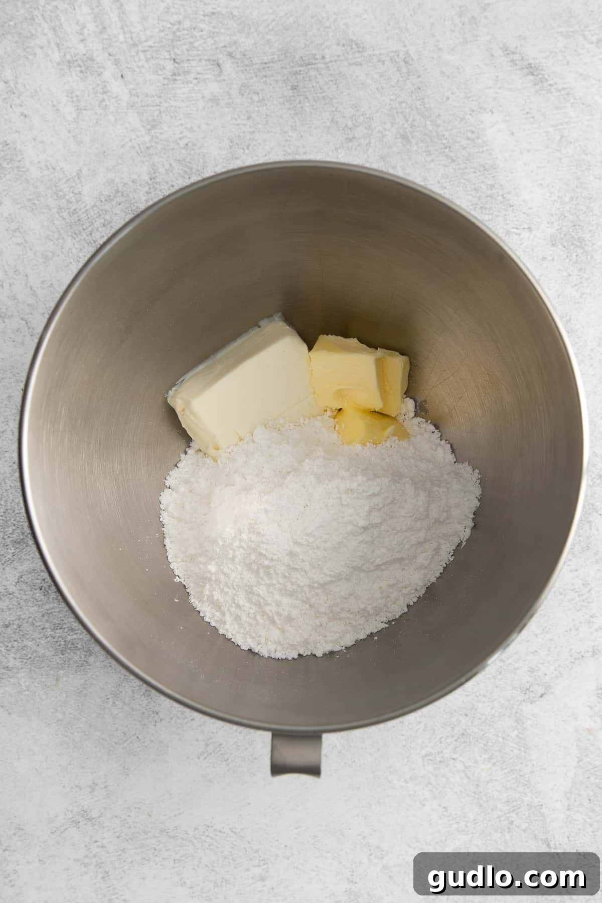 Simple Ingredients for Homemade Cream Cheese Mints Essential ingredients for cream cheese mints, neatly arranged in a mixing bowl.
