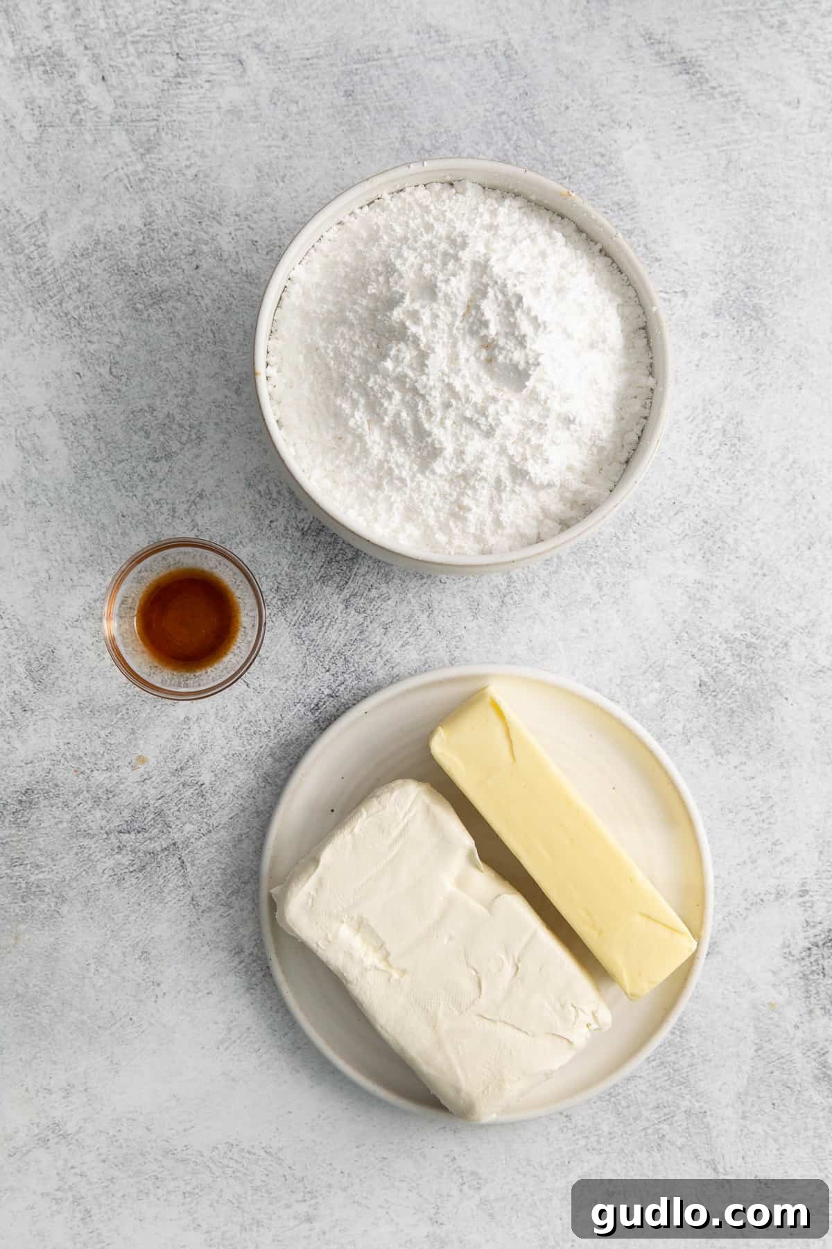 This cream cheese buttercream frosting is ultra-rich, creamy, and ridiculously easy to make! Ingredients for cream cheese buttercream frosting.