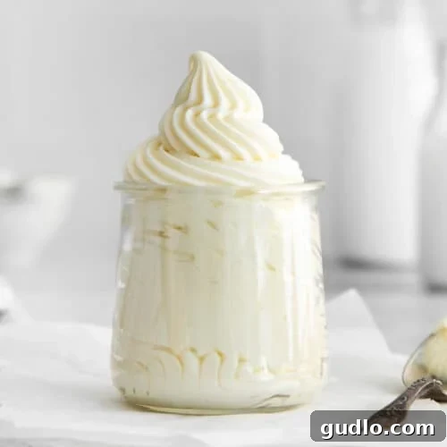 Whipped cream cheese frosting in a jar.