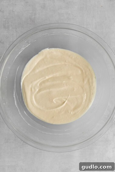 Cream cheese, ricotta, powdered sugar, and vanilla being mixed in a bowl.