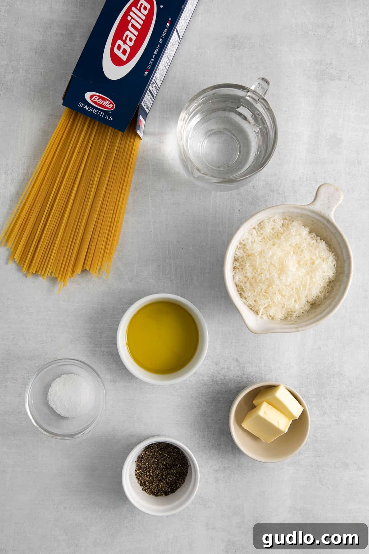 Ingredients for cacio e pepe.