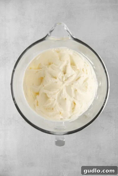 whipped ricotta and cream cheese in a glass bowl.