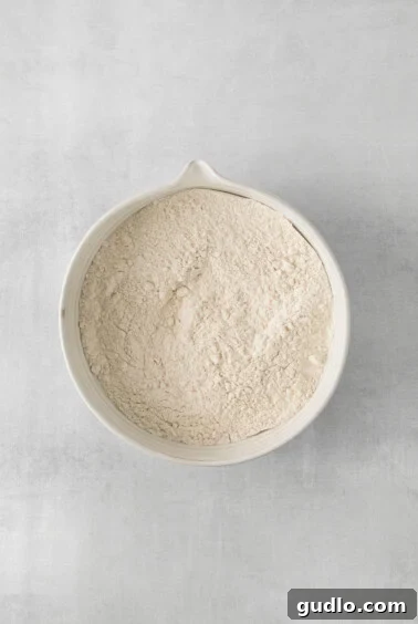 Dry ingredients for banana cake in a bowl.