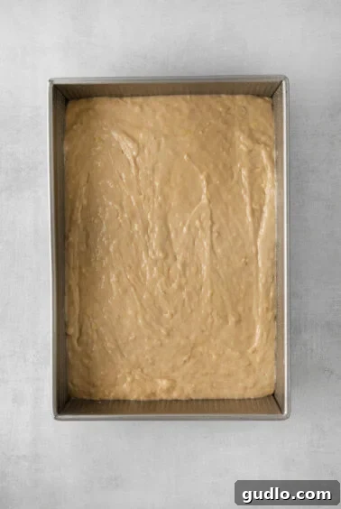 Baked banana cake in a pan.