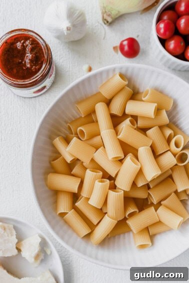 Sun-dried tomato pasta dish.
