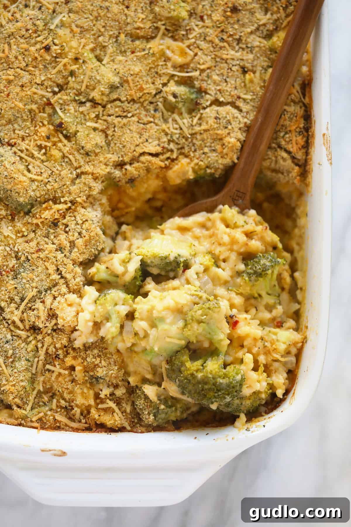 Glorious Broccoli and Cheese Casserole with a crispy topping, ready to be served.