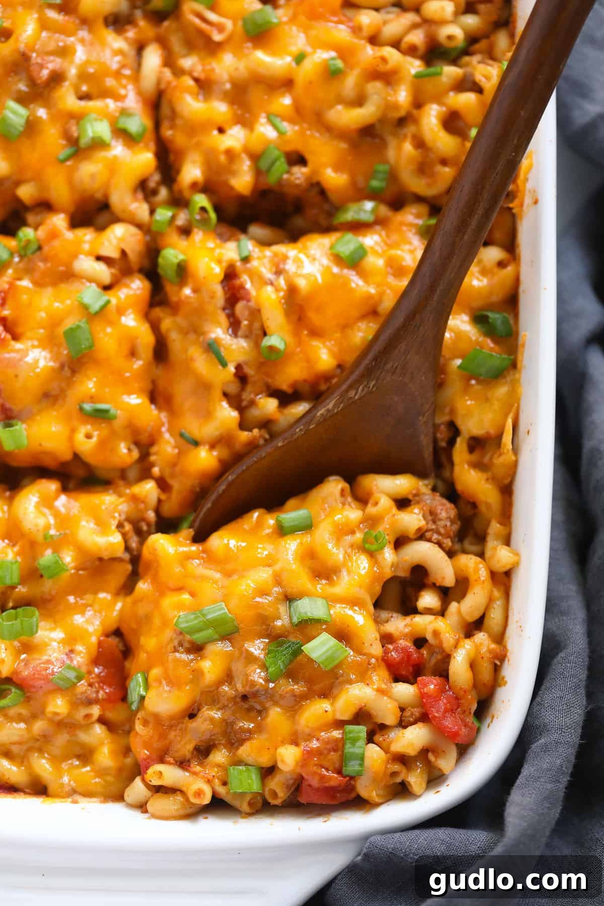 Casserole in dish with spoon.